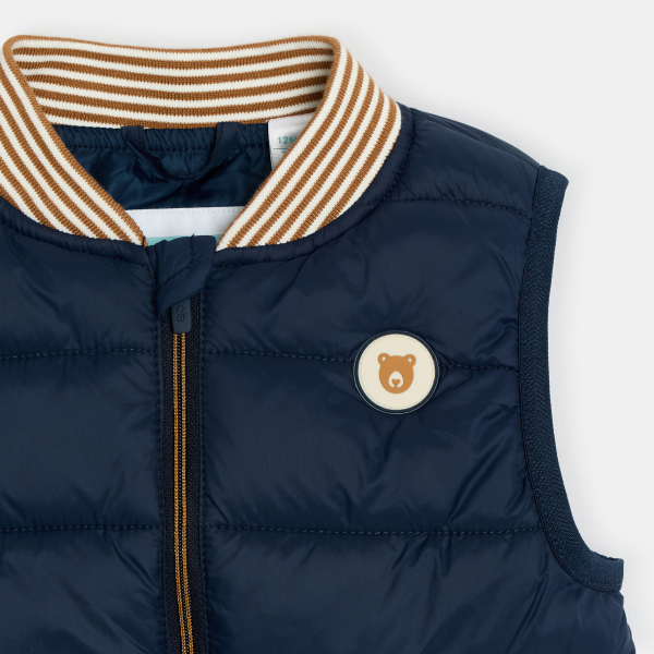 سترة خفيفة بدون أكمام، اللون أزرق داكن، للصبي الصغير